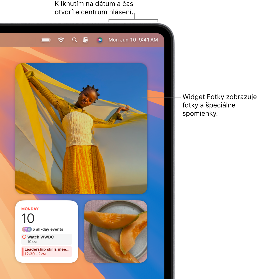 Widget apky Fotky v Centre hlásení.