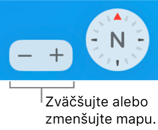 Tlačidlá zväčšenia na mape.