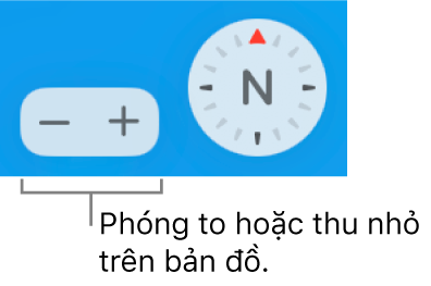 Các nút thu phóng trên bản đồ.