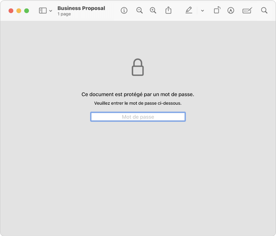 Fichier PDF protégé par un mot de passe.