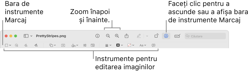 Bara de instrumente Marcaj pentru editarea imaginilor.