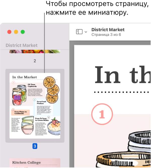Файл PDF. В боковом меню отображаются миниатюры.