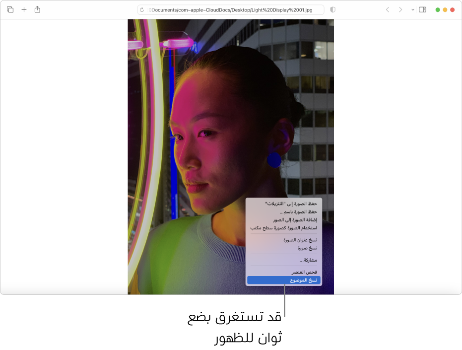 صورة في سفاري لشخص ما مع وجود إضاءة ومبنى في الخلفية.