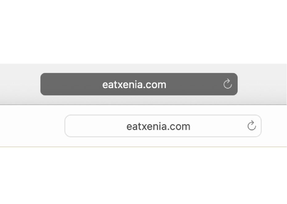 Το Έξυπνο πεδίο αναζήτησης για ένα παράθυρο Ιδιωτικής περιήγησης και για ένα τυπικό παράθυρο.