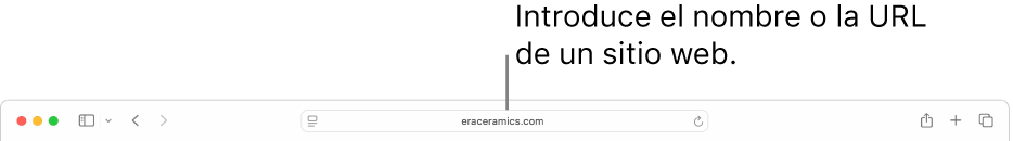 El campo de búsqueda inteligente de Safari, donde puedes escribir el nombre o la URL de un sitio web.