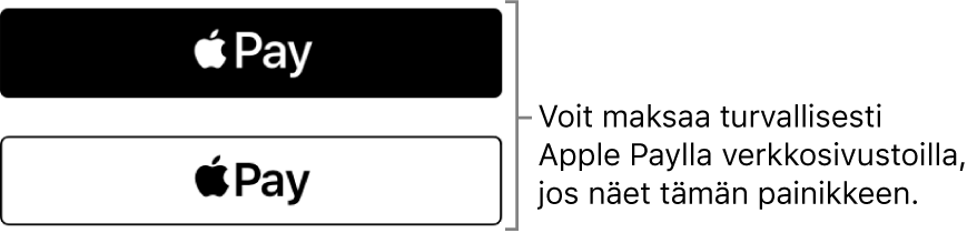 Painike, joka näkyy Apple Pay ‑maksuja hyväksyvillä verkkosivustoilla.