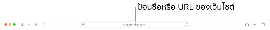 ช่องค้นหาอัจฉริยะของ Safari ที่ซึ่งคุณสามารถป้อนชื่อหรือ URL ของเว็บไซต์ได้