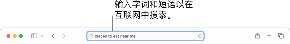 Safari 浏览器智能搜索栏,可在此输入字词和短语以在互联网上搜索。