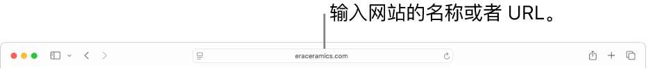 Safari 浏览器智能搜索栏，可在此输入网站的名称或 URL。