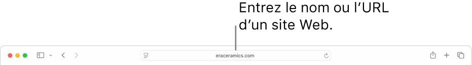 Le champ de recherche intelligente de Safari, dans lequel vous pouvez saisir le nom ou l’URL d’un site Web.