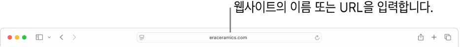 Safari 도구 막대 가운데에 있는 스마트 검색 필드.