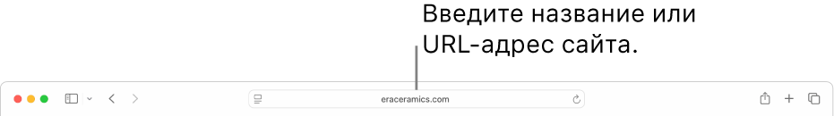 Поле смарт-поиска Safari, в котором можно ввести название или URL-адрес веб-сайта.