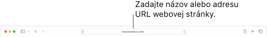 Pole dynamického vyhľadávania v Safari, do ktorého môžete zadať názov alebo URL adresu webovej stránky.