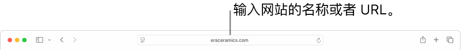Safari 浏览器智能搜索栏，可在此输入网站的名称或 URL。