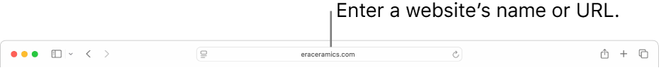 The Safari Smart Search field, where you can enter a website’s name or URL.