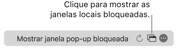 O Campo de Busca Inteligente com um botão para mostrar janelas pop-up bloqueadas.
