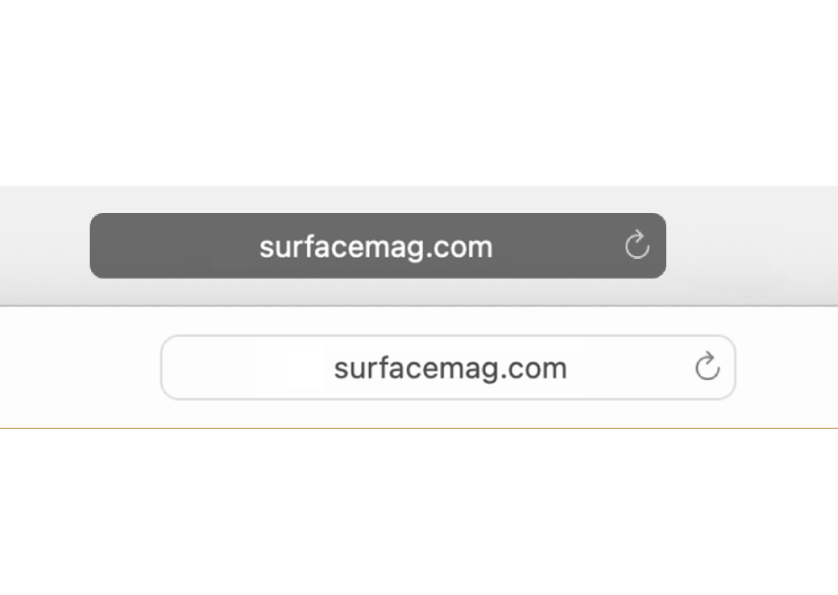 Det smarta sökfältet för ett privat surfningsfönster och för ett vanligt fönster.