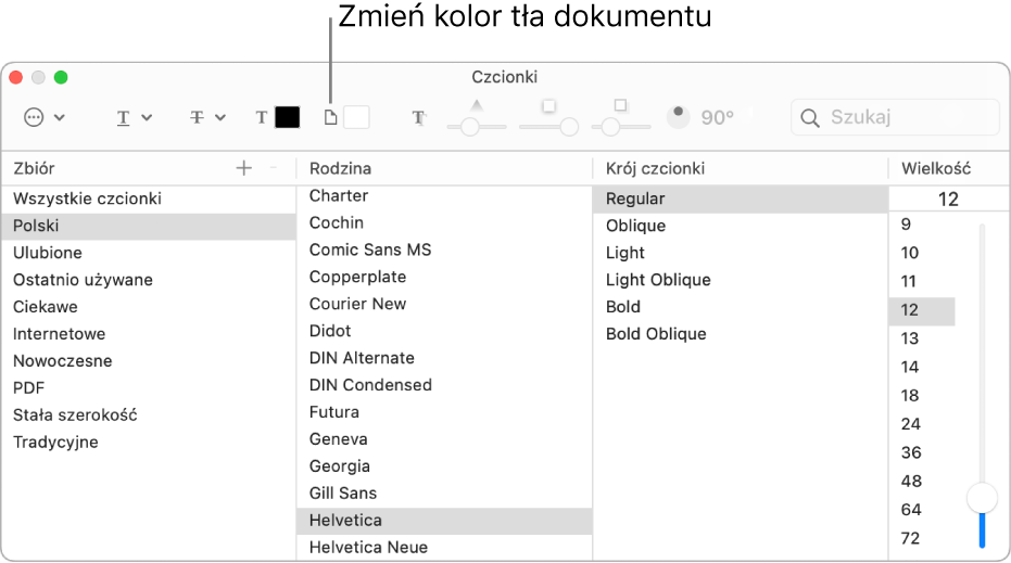 Zmienianie koloru tła w dokumencie.