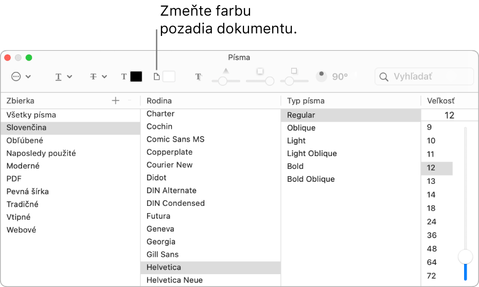 Zmeňte farbu pozadia dokumentu.
