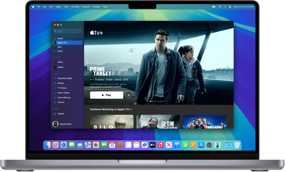 Apple TV ऐप विंडो Apple TV+ दिखा रही है।