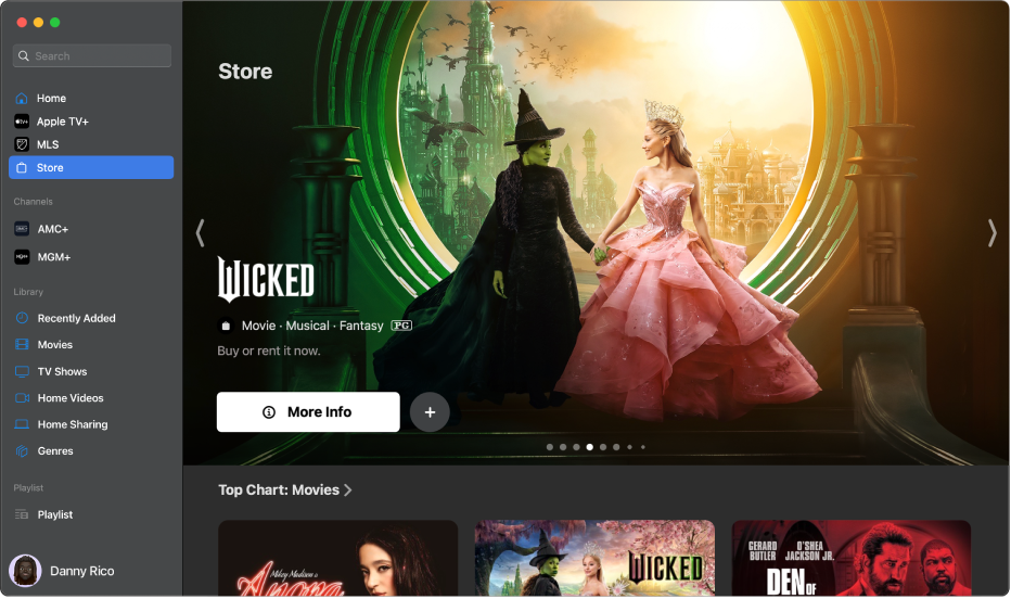 App Apple TV dengan Toko dibuka.