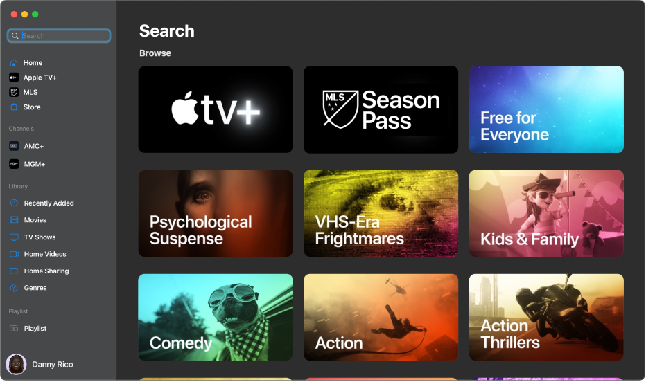 De Apple TV-app met 'Zoeken' geopend.
