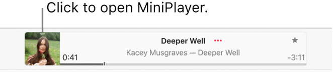 Select the album art on the left of the playback window to open MiniPlayer.