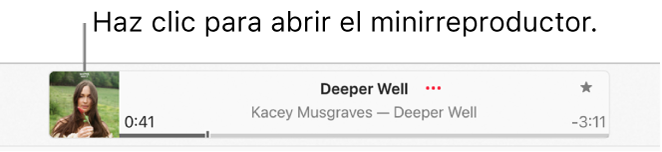Selecciona la ilustración del álbum a la izquierda de la ventana de reproducción para abrir el minirreproductor.