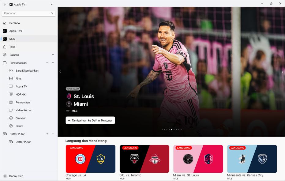 App Apple TV dengan MLS dibuka.
