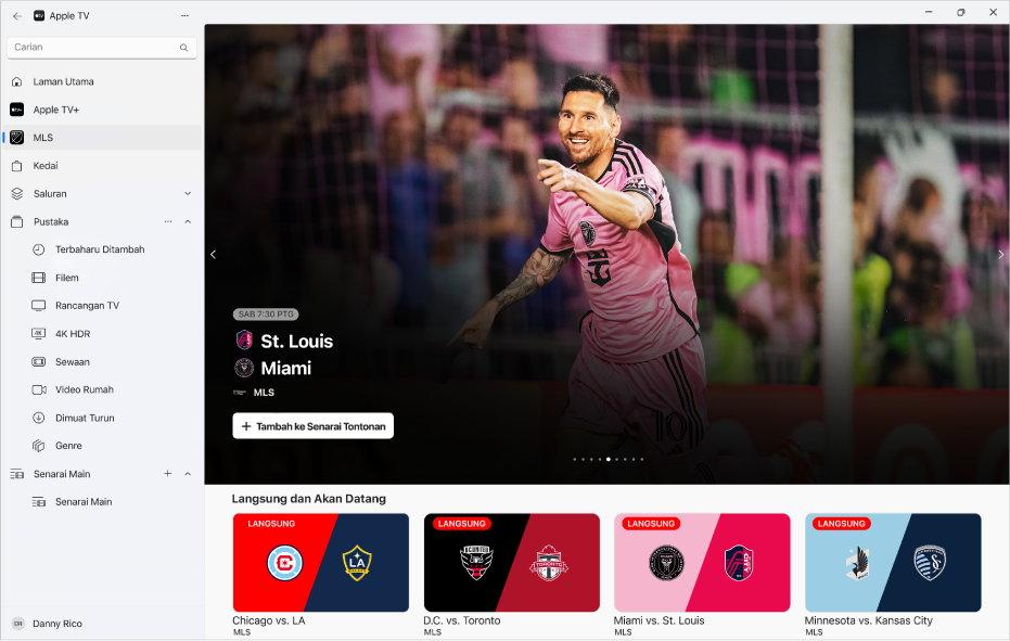 App Apple TV dengan MLS dibuka.