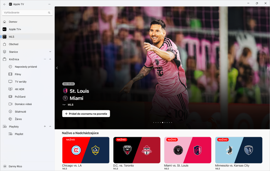 V apke Apple TV je otvorená časť MLS.