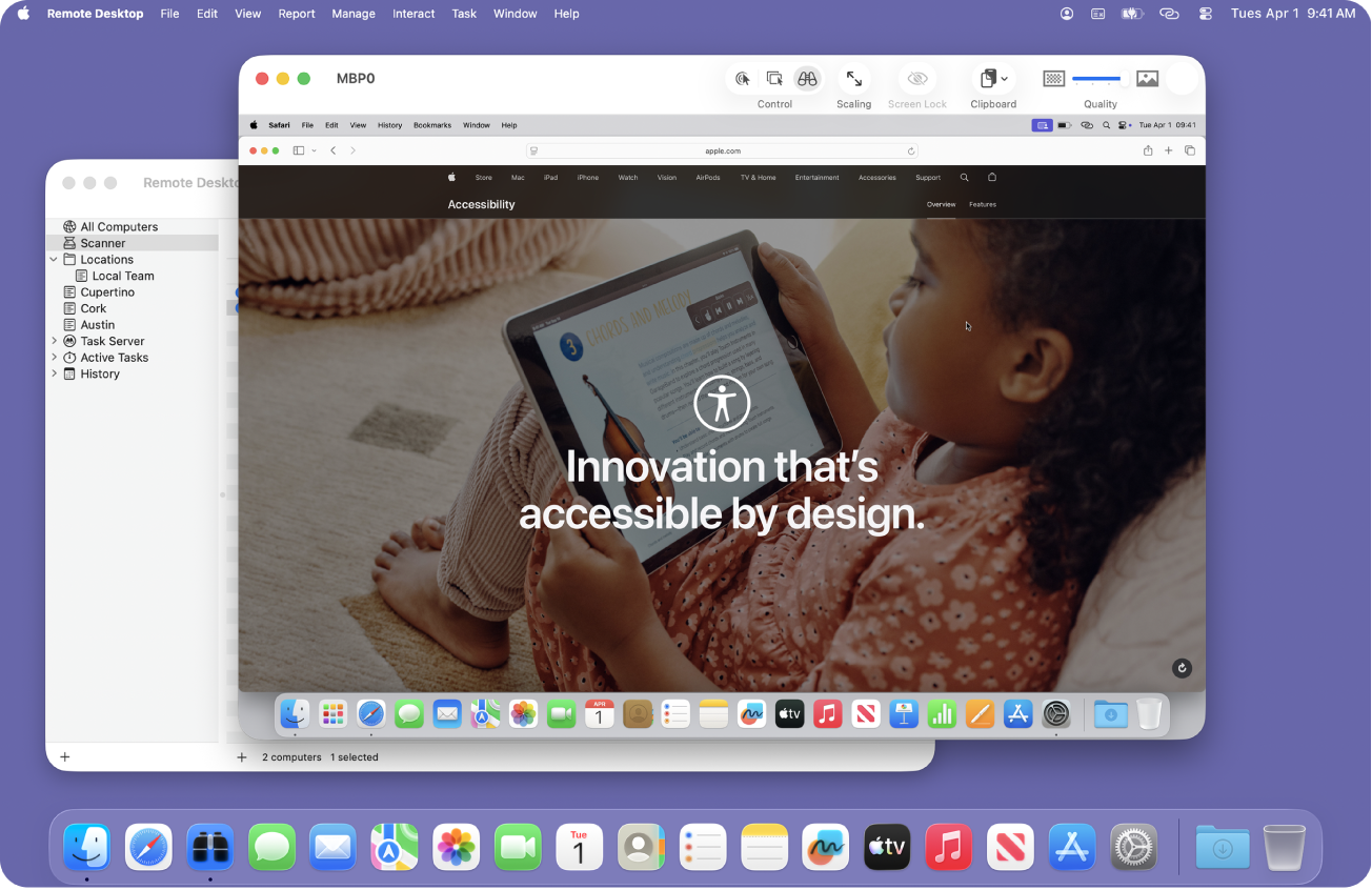 You can view many screens and control screens one at a time.