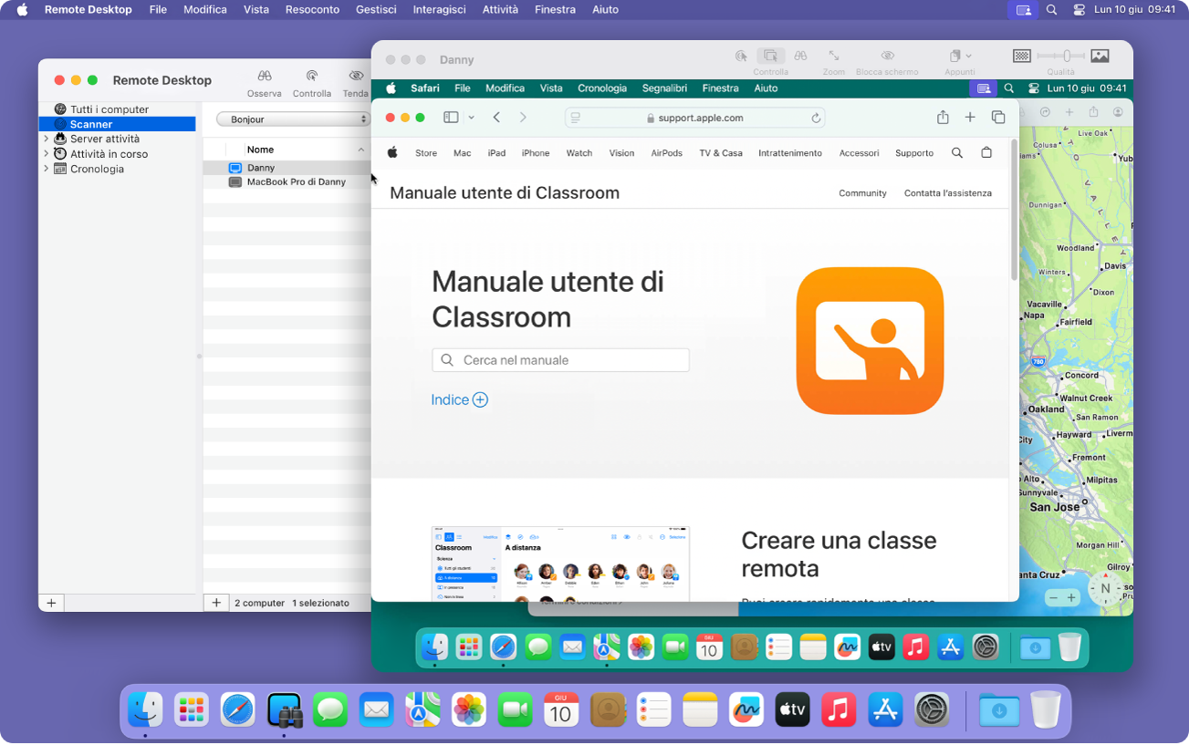 Vista della finestra di controllo/osservazione