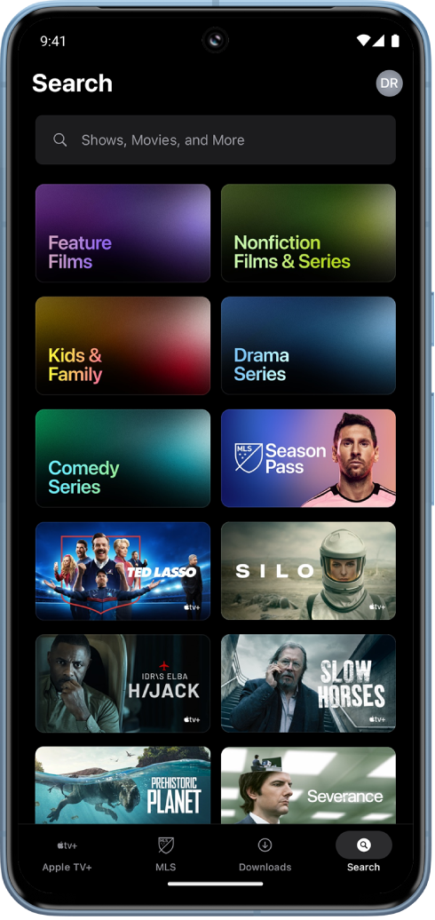Search tab shown