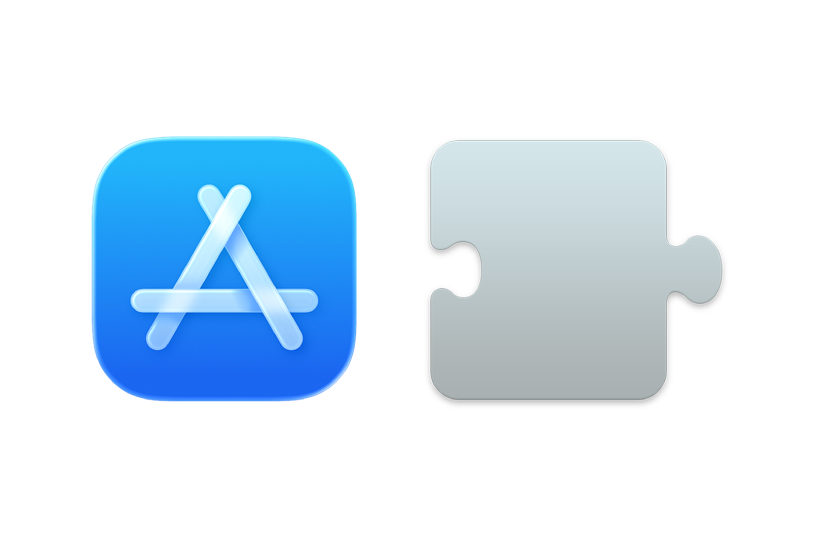 Icone che rappresentano App Store ed estensioni per macOS.