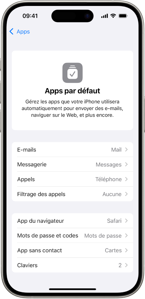App Modifier Modifier les apps par défaut sur l’iPhone - Assistance Apple (FR)