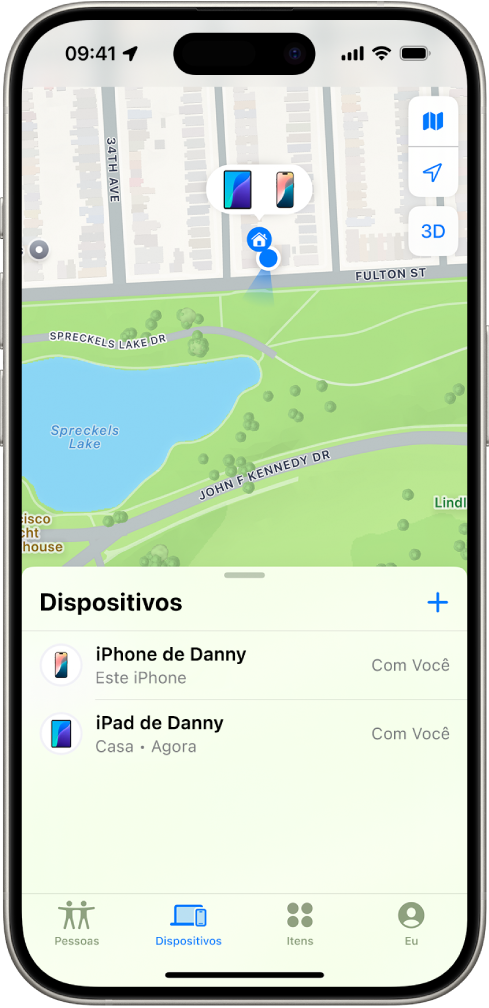 Tela do app Buscar mostrando dois dispositivos em casa.