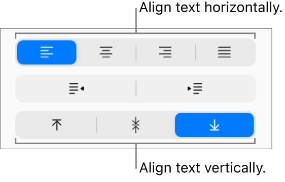 The vertical and horizontal text alignment buttons in the Format sidebar.