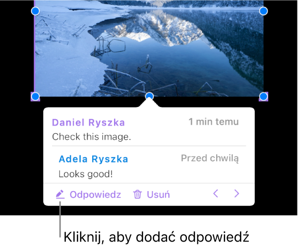 Komentarz z jedną odpowiedzią i przyciskiem Gotowe w prawym dolnym rogu.