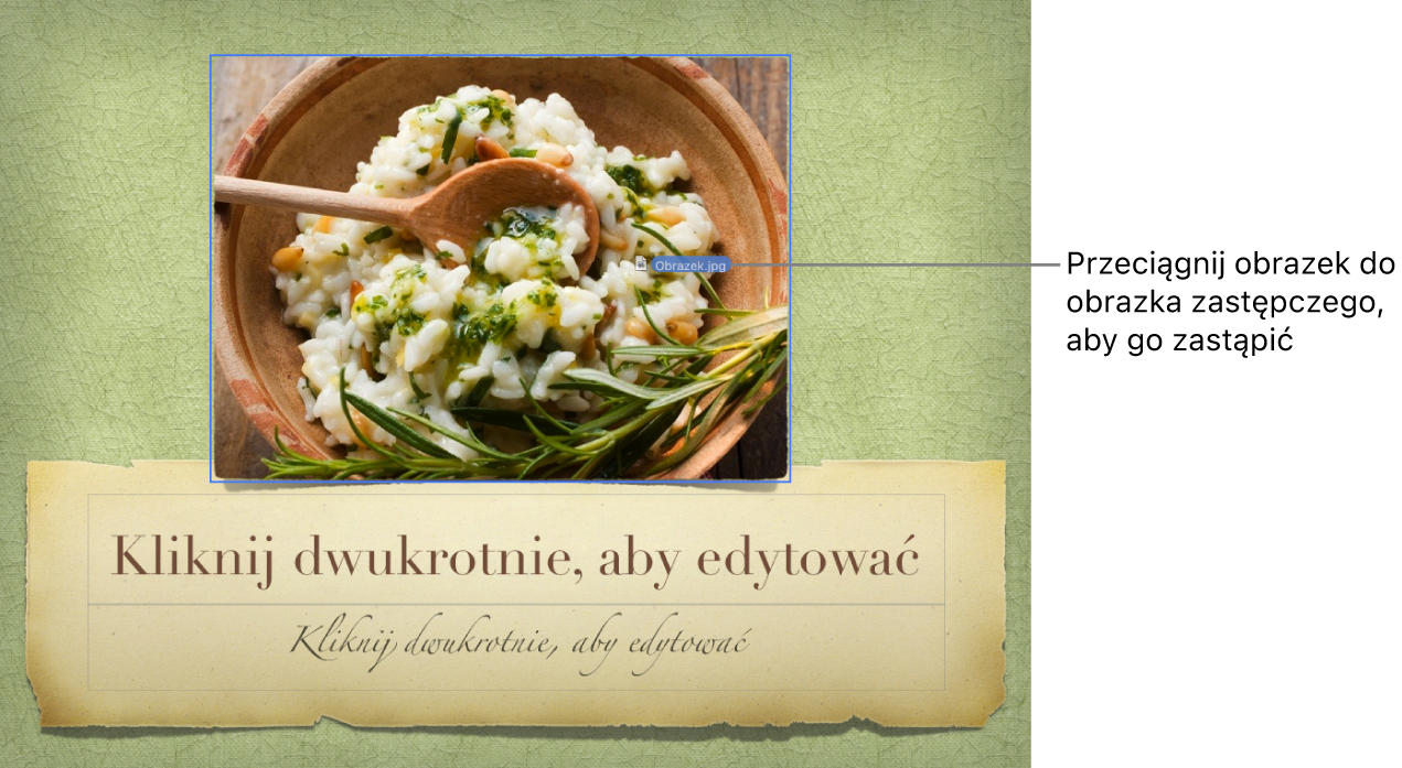 Nowy plik obrazu przeciągany na obraz zastępczy.