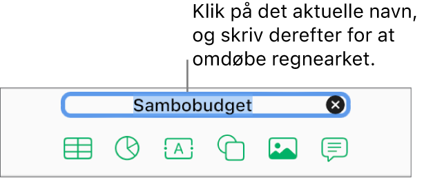 Regnearkets navn, Tom, valgt øverst i et åbent regneark.