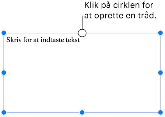 Et tomt tekstfelt med en hvid cirkel øverst.