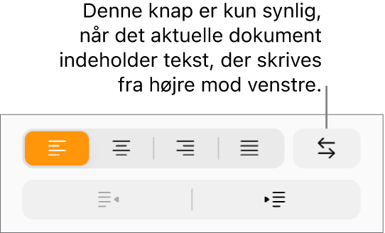 Knappen Tekstretning i indholdsoversigten Format.