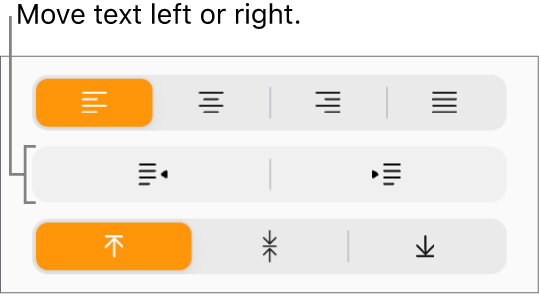 The Outdent and Indent buttons in the Format sidebar.
