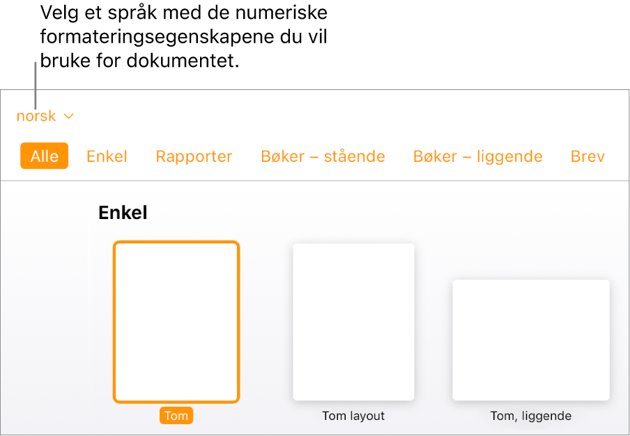 Lokalmenyen øverst i venstre hjørne av malvelgeren med English (United States) valgt.
