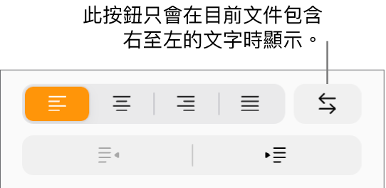 「格式」側邊欄中的「文字方向」按鈕。