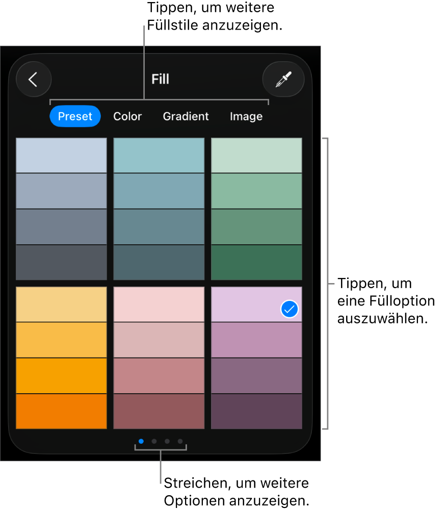 Fülloptionen im Tab „Stil“