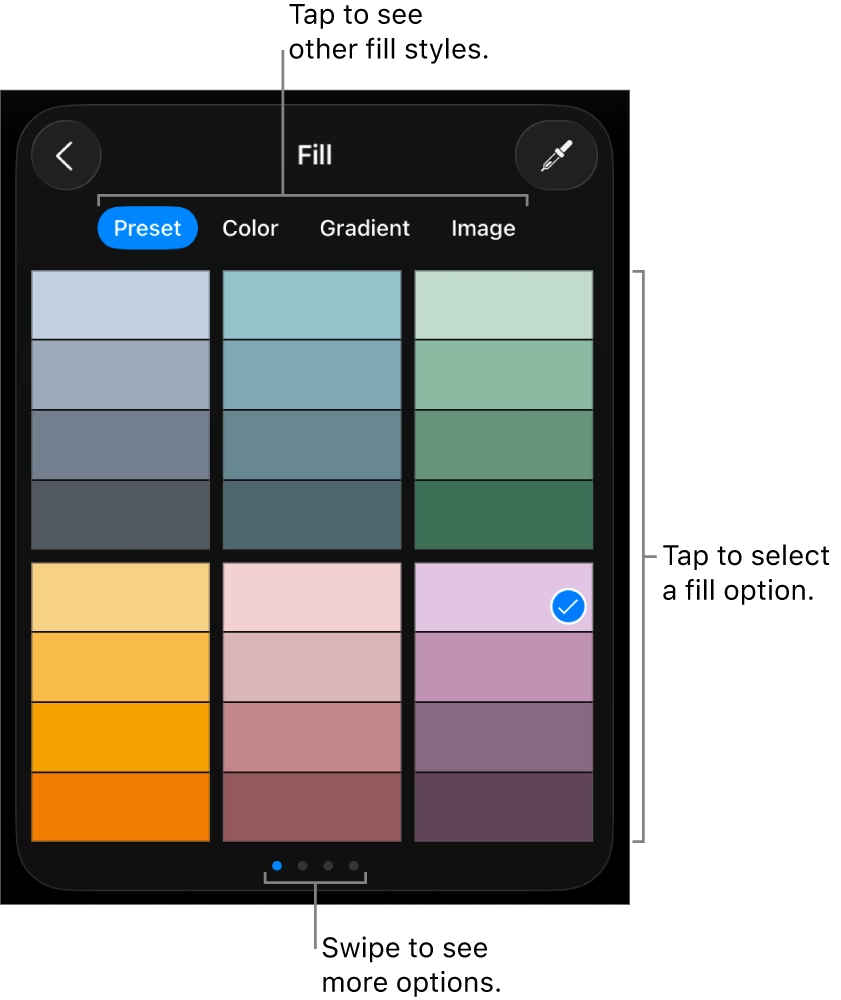 Fill options in the Style tab.