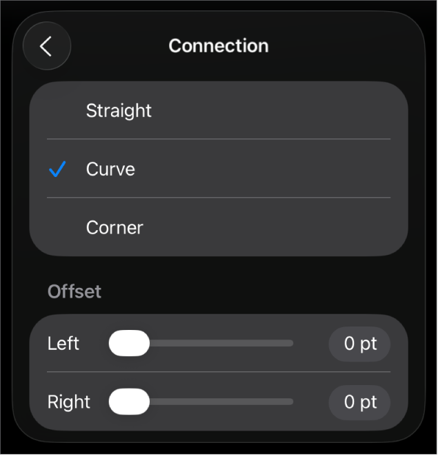 The Connection controls with Curve selected.