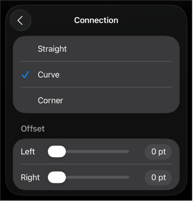 The Connection controls with Curve selected.